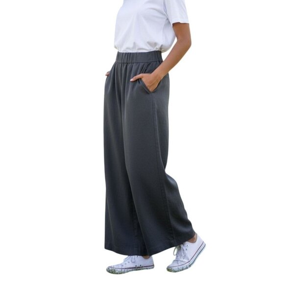 Aritzia Wilfred Size 2 Wide Leg Elastic Waist Pull-On Ankle Pants Green High-Wa - Picture 2 of 10